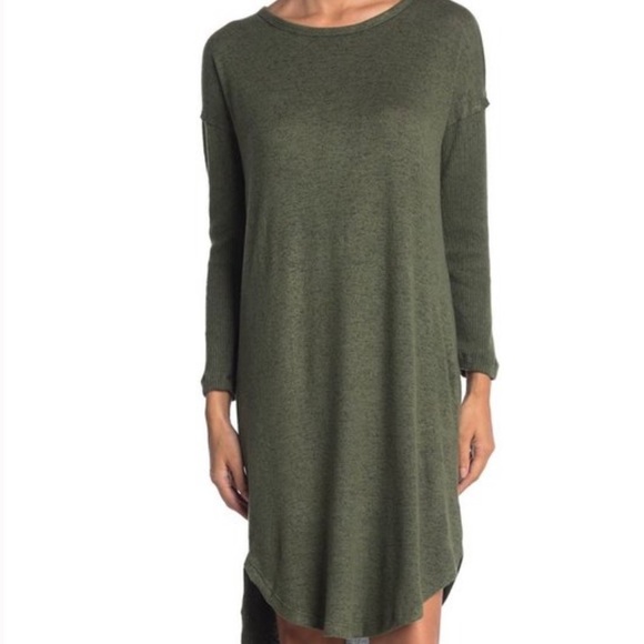 NWOT Bobeau Scoop Raglan Sleeve Tee Shirt Dress in Olive Green - Picture 1 of 8